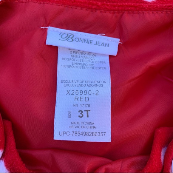 Bonnie Jean Christmas Jumper | Snowman | Red Polka Dot Fleece Dress | Size 3T - Picture 6 of 7